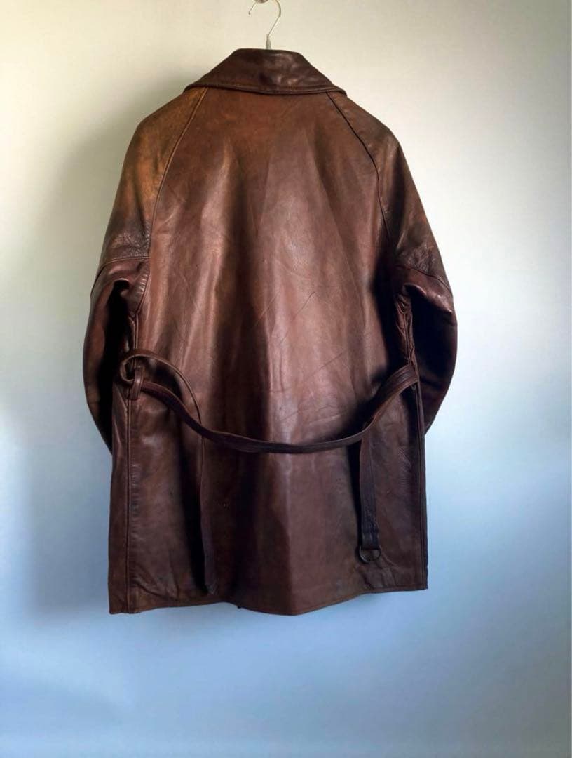 40s French Military Leather Aviator Coat - メルカリ