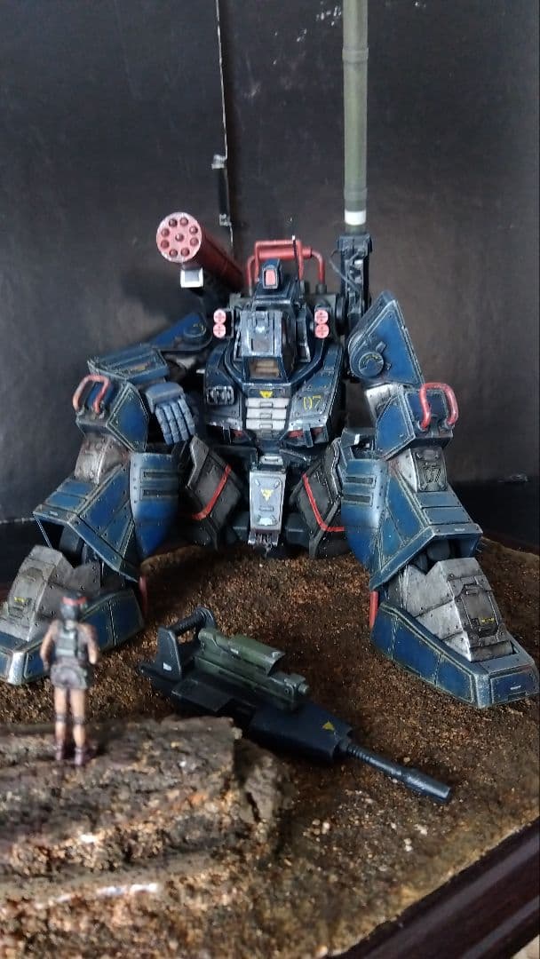 旧キットタカラ1/48ダグラム改造完成品 朽ちダグラムポーズ可能 ジオラマ付き