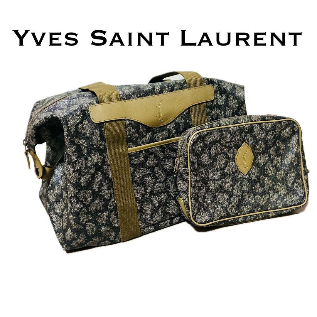 イヴサンローラン ボストンバッグ クラッチバッグ　旅行バッグ 大容量 ジラフ柄 イヴ サンローラン ジラフ柄 ショルダーバッグ – VINTAGE SELECT SHOP