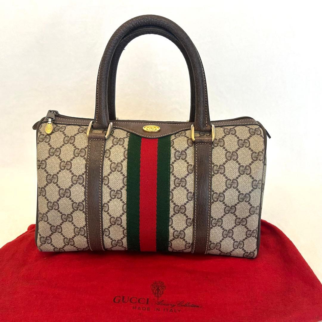 GUCCI グッチ ミニボストン シェリーライン OLD GUCCI SHERRY LINE GG PATTERNED MINI BOSTON SHOULDER BAG MADE