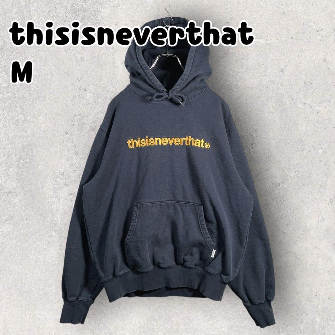 ディスイズネバーザット パーカー フーディー 刺繍ロゴ ネバザ M ネイビー thisisneverthat - thisisneverthat ネバザ パーカー フーディ