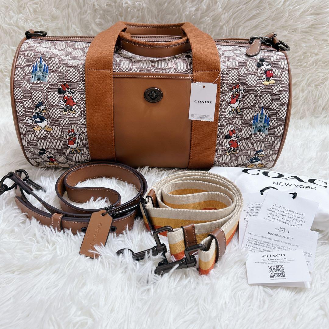 コーチ　ディズニー　レア　刺繍　シグネチャー　ボストン　ショルダー