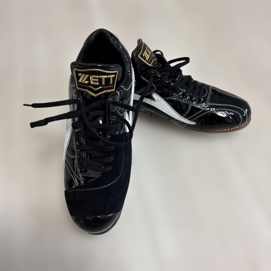 新品　ZETT スペシャルオーダースパイクシューズ　 エナメル黒 27.５センチ