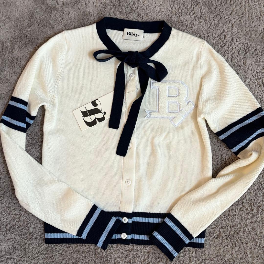 bibiy B. CLUB TIE CARDIGAN ホワイト