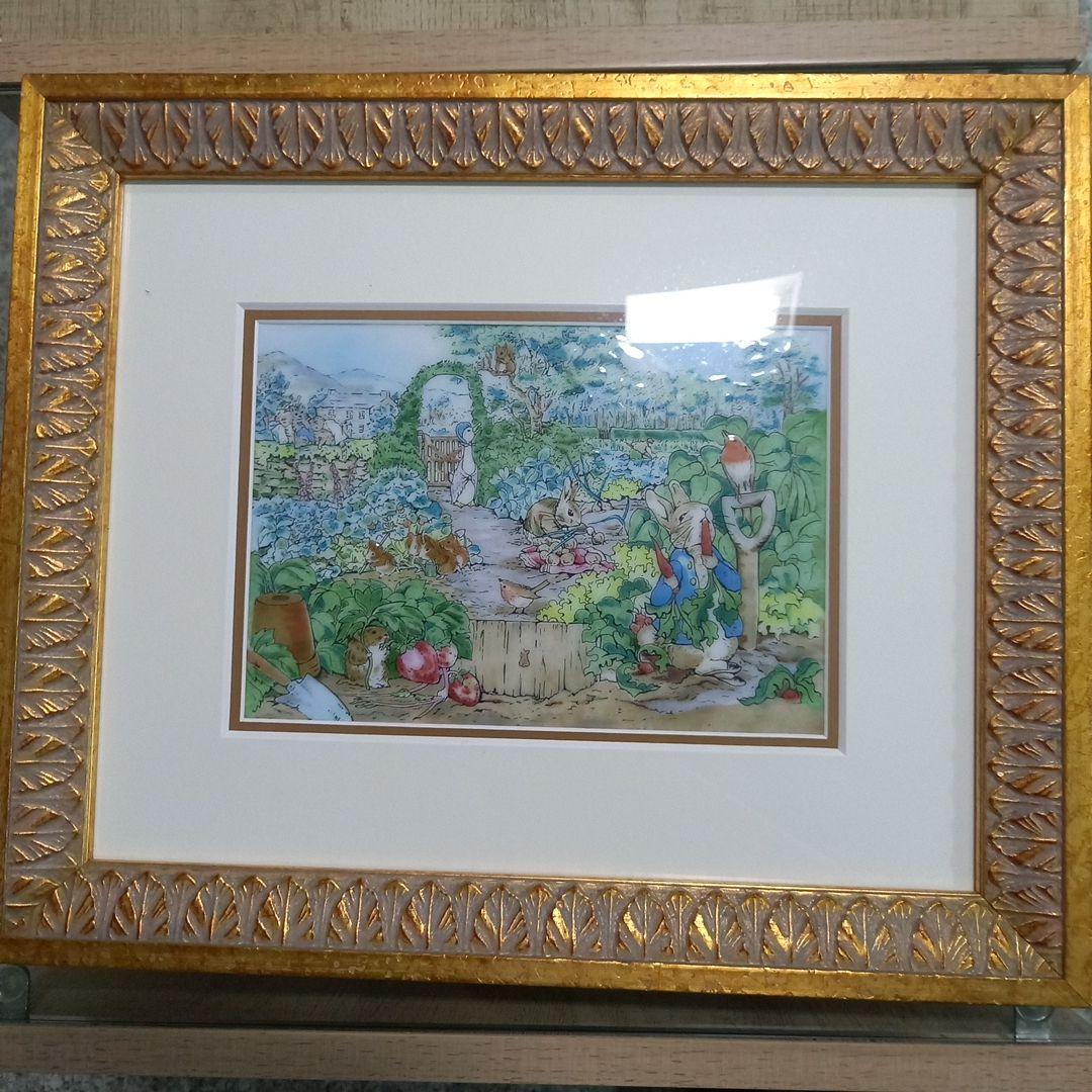 ピーターラビット風景の絵画（金色フレーム）