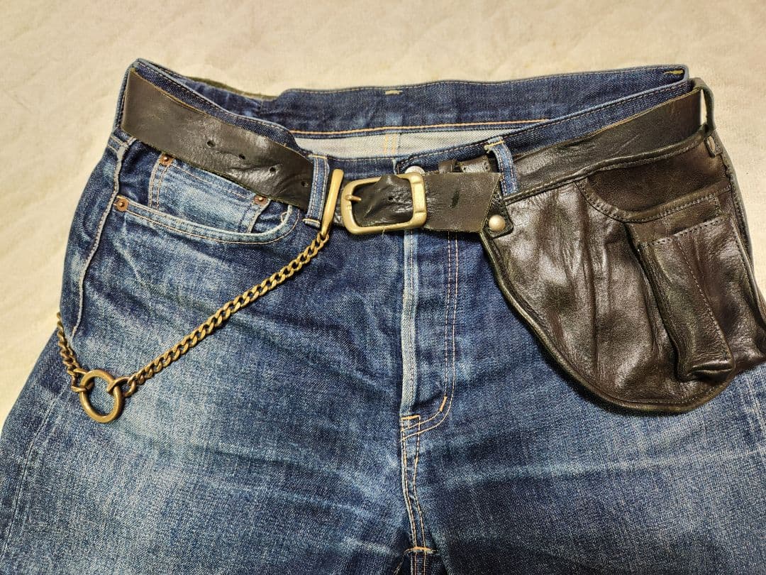 【mayumi hasegawa】本革ポケット付きベルト、シザーケース