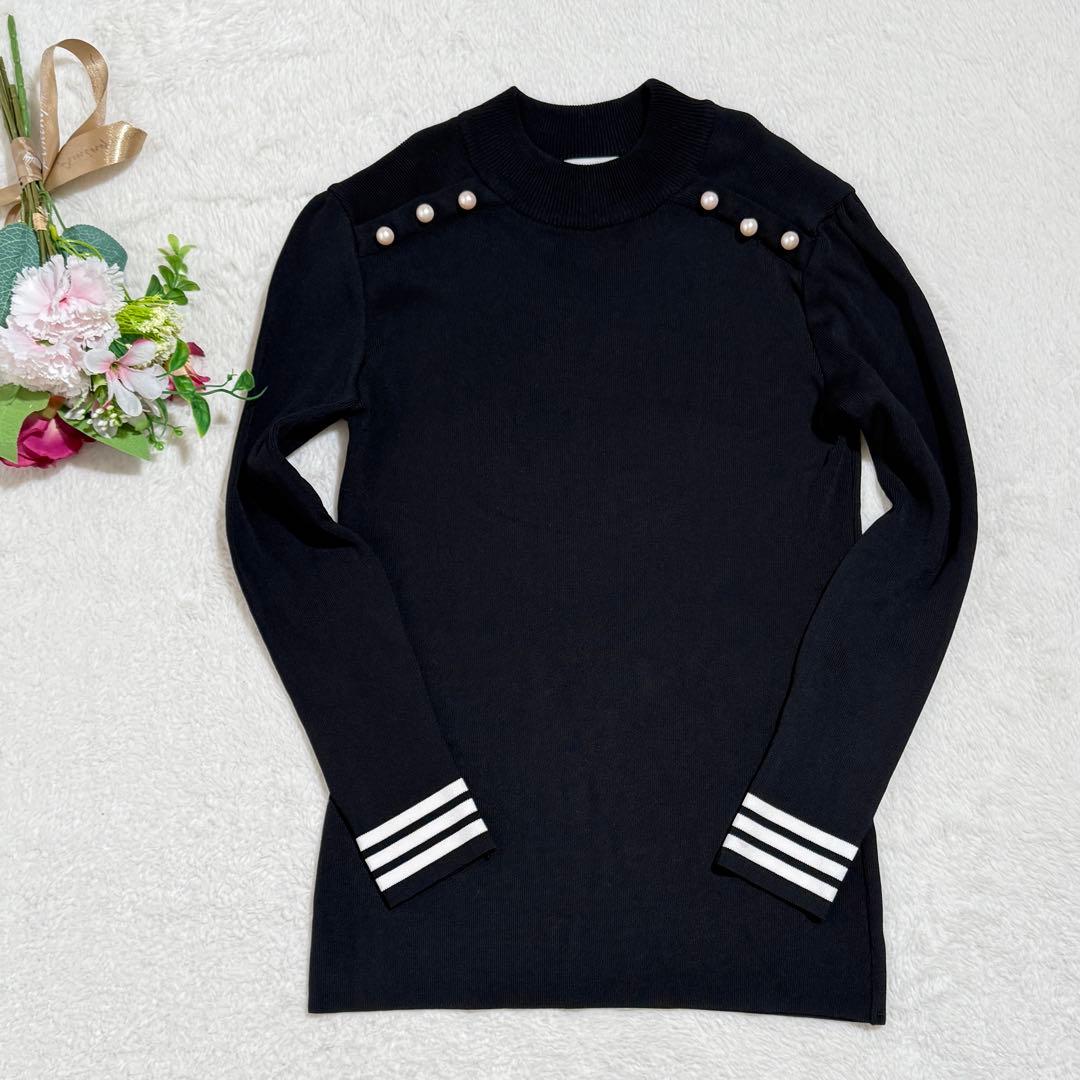 ボーダーズアットバルコニー　パール ニット　黒　36　S　現行タグ　近年 ボーダーズアットバルコニー パール ニット 赤 36 S 現行タグ 近年