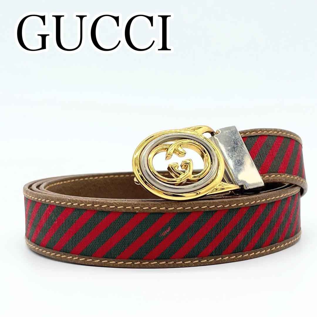 GUCCI グッチ オールドシェリーライン バックルベルト　GGロゴ