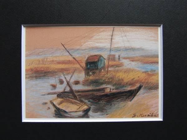 栗原 信、水郷土浦、希少画集画、新品高級額、額装付、状態良好、油彩 風景