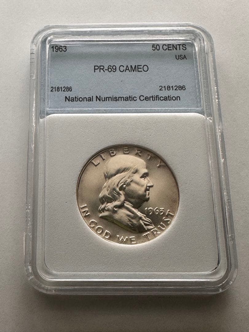 1963 アメリカ フランクリン ハーフダラー銀貨 PR69 CAMEO 鑑定済