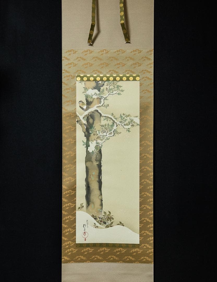 掛軸-1193 酒井抱一 檜に啄木鳥図 十二ケ月花鳥図 限定480