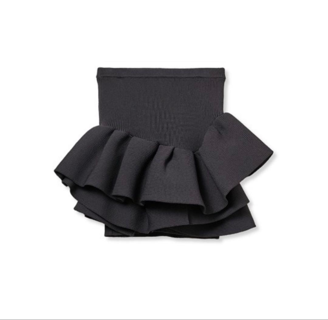 削除ありstyling ラッフルニットベアトップ　グレー