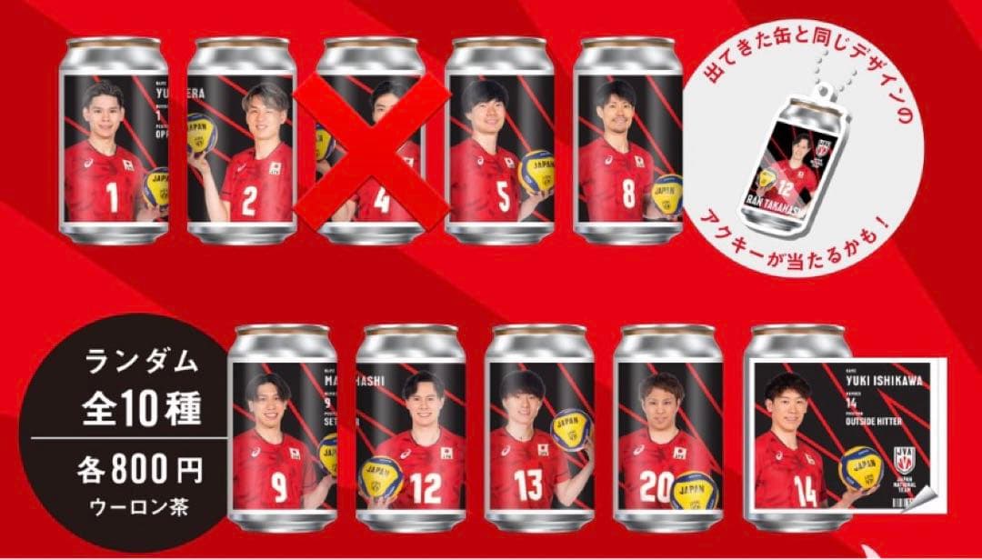 バレーボール日本代表 オリジナルラベル缶 ウーロン茶