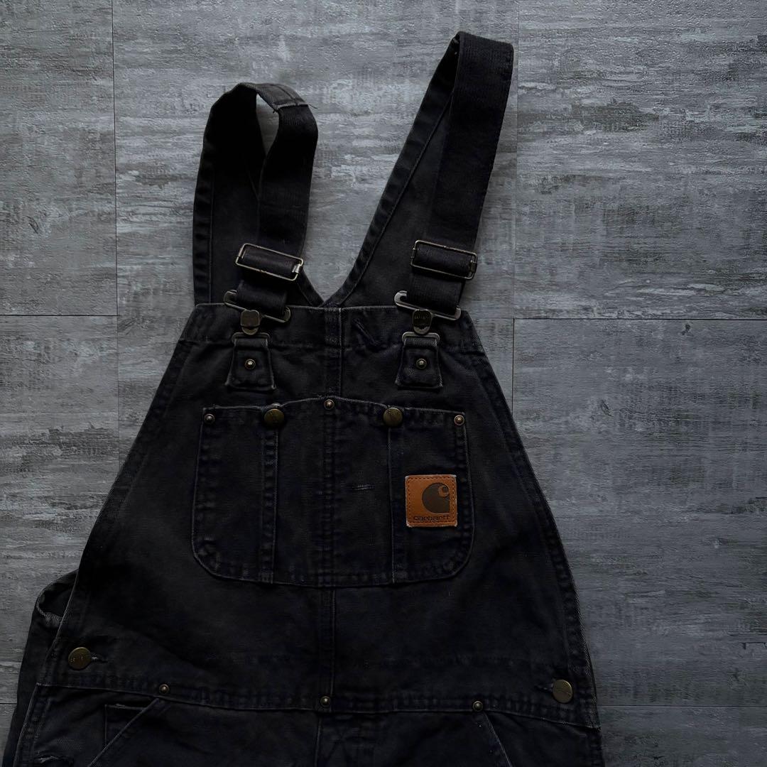 【美品！！】　Carhartt オーバーオール　ブラック　　黒32×32 希少