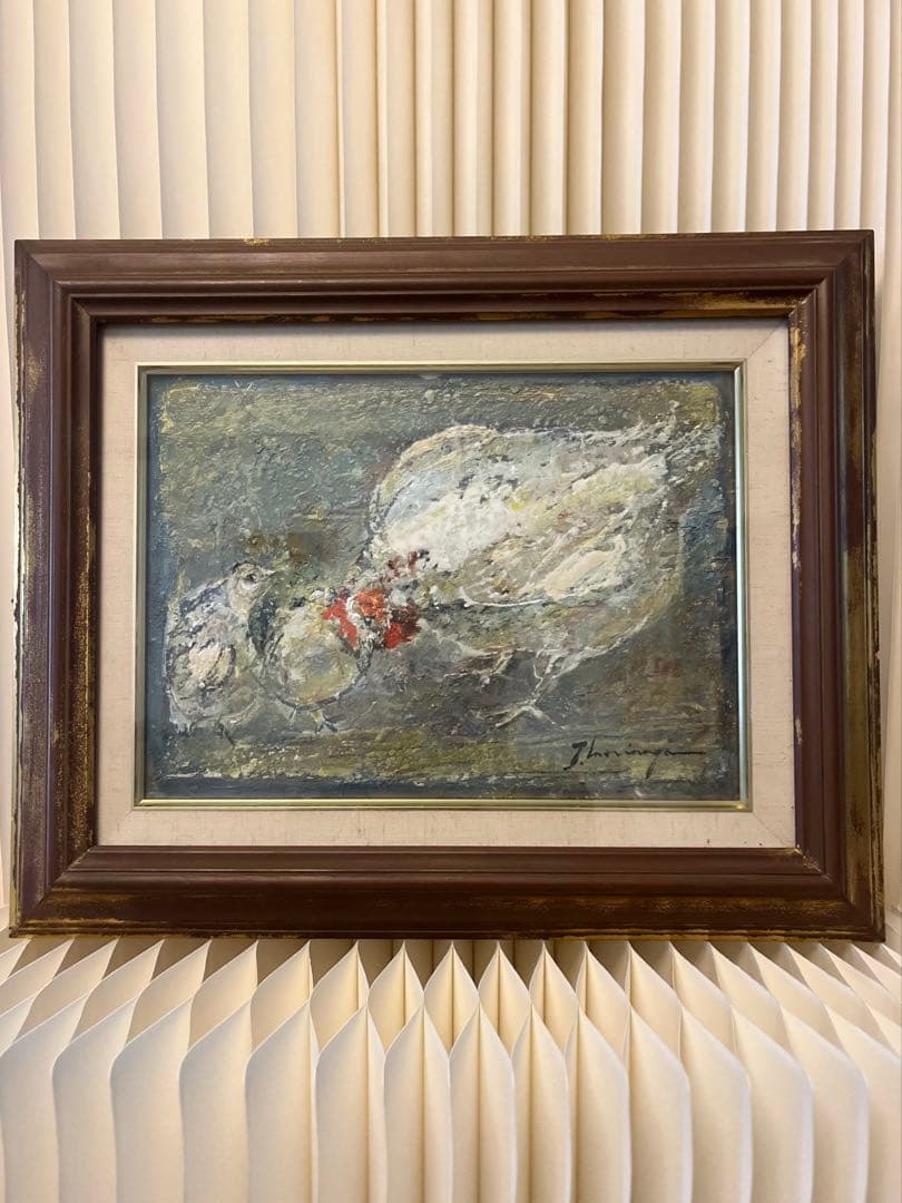 森長武雄 油彩画「鶏とひよこ」重厚額装 森長武雄 油彩画「鶏とひよこ」重厚額装 - メルカリ