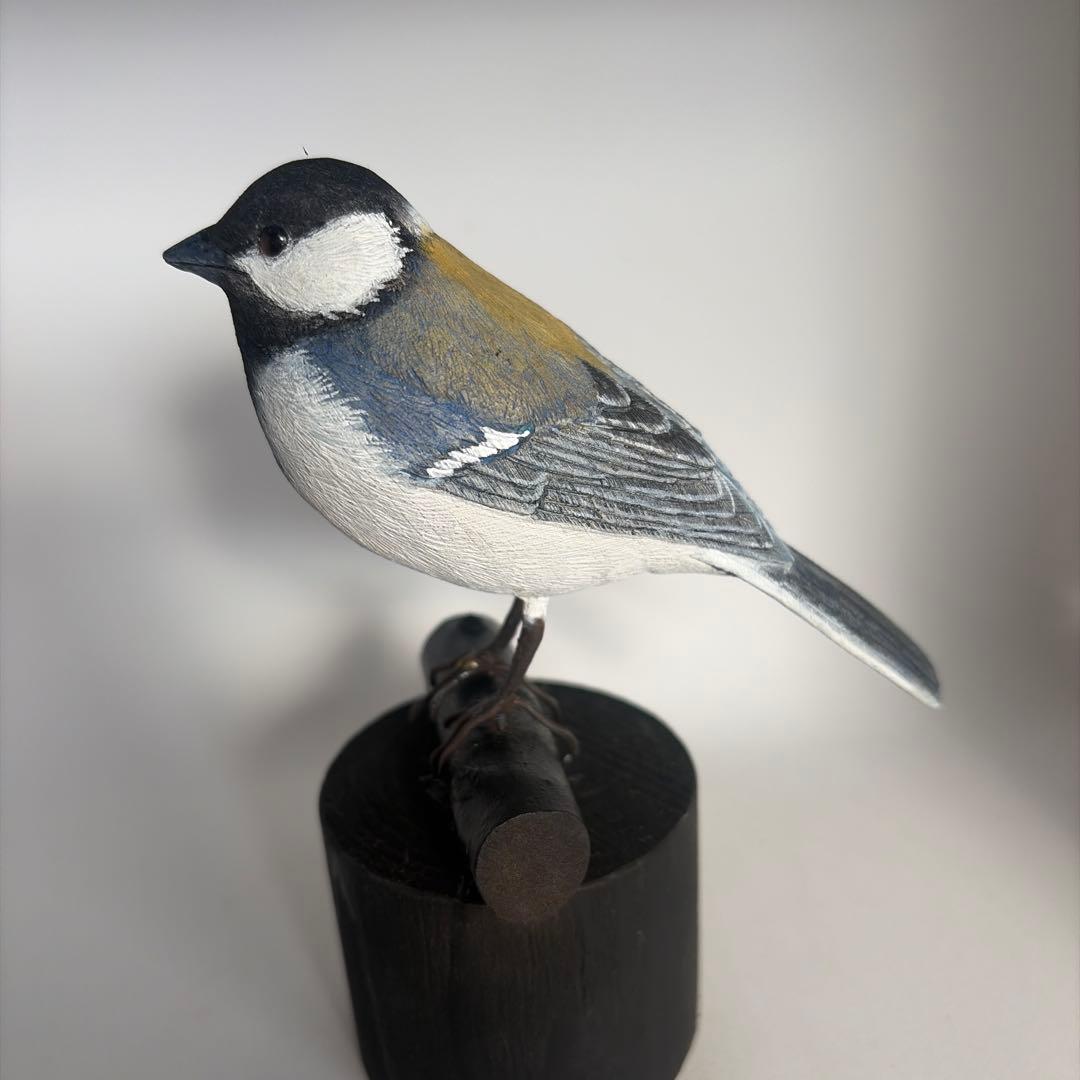 シジュウカラ　バードカービング 　　　　　　木彫りの野鳥　野鳥彫刻