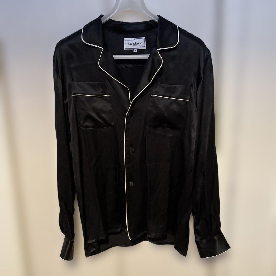 強*壺様 美品　Casablanca シルク パジャマシャツ　Mサイズ　ブラック