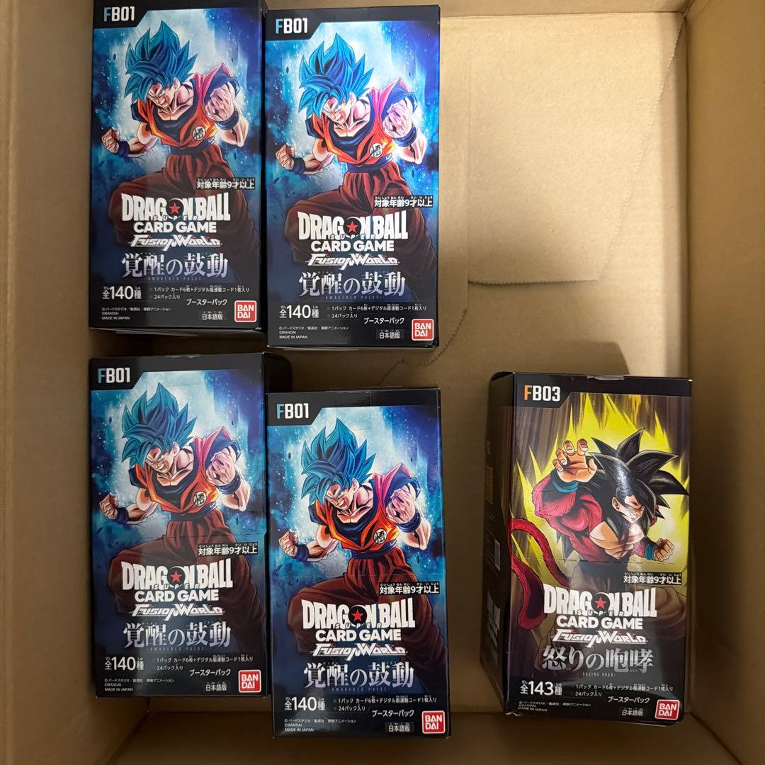 新品未開封 ドラゴンボールカード 覚醒の鼓動4BOX＆怒りの咆哮1BOX