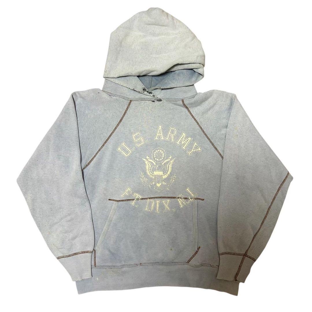 U.S. ARMY フェード パーカー 50s~60s フロッキー 4本針 us スウェット パーカー メンズ プルオーバー 裏起毛 THE MAVERICKS