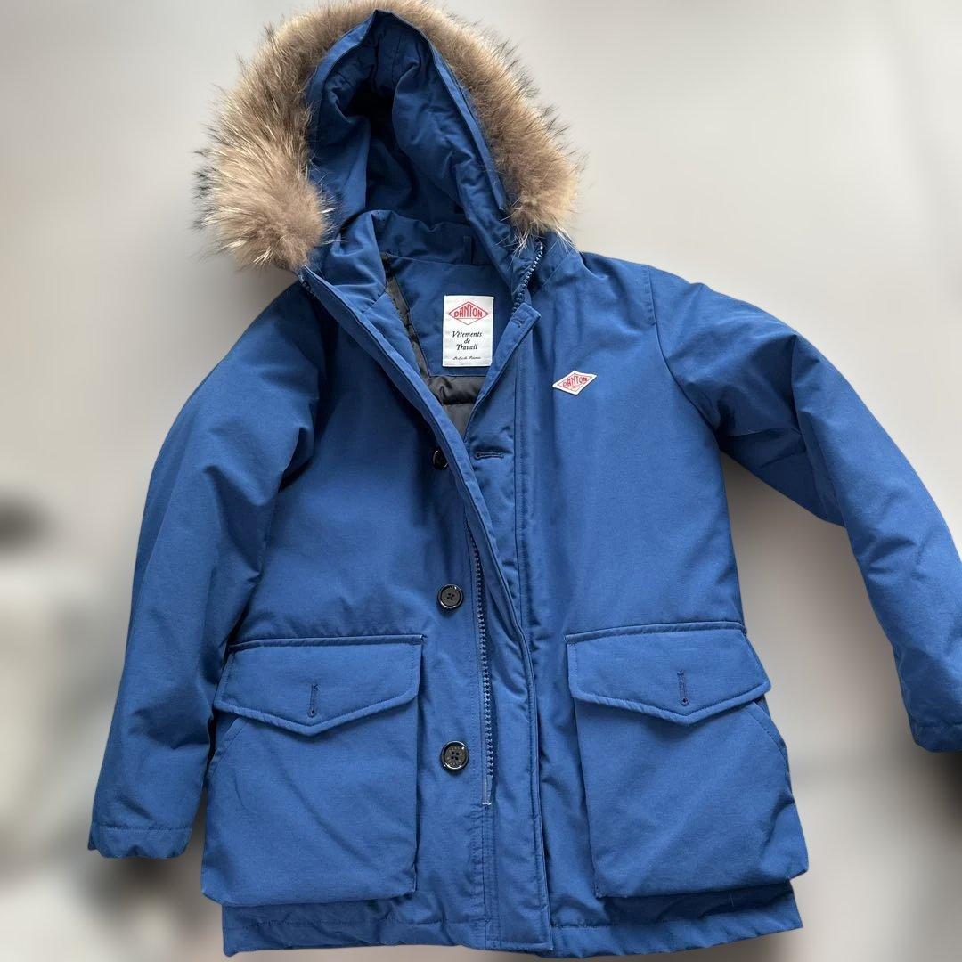 DANTON ダウンジャケット 青 ファー付き