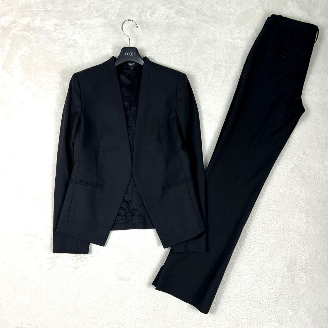 人気モデル♡Theory TAILOR パンツスーツセットアップ ノーカラー 0 Theory（スーツ）のフリマアイテム一覧