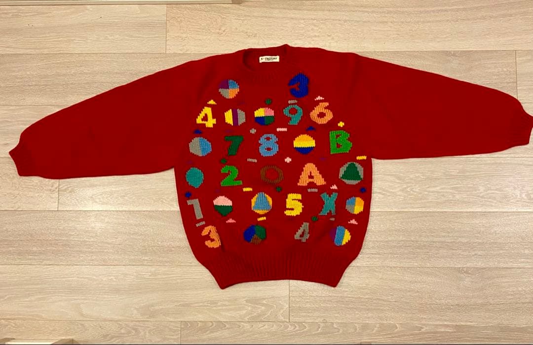 K-FACTORY 数字と図形デザイン ニットセーター K-FACTORY 数字 図形デザイン ニットセーター ピンク ケイファクトリー