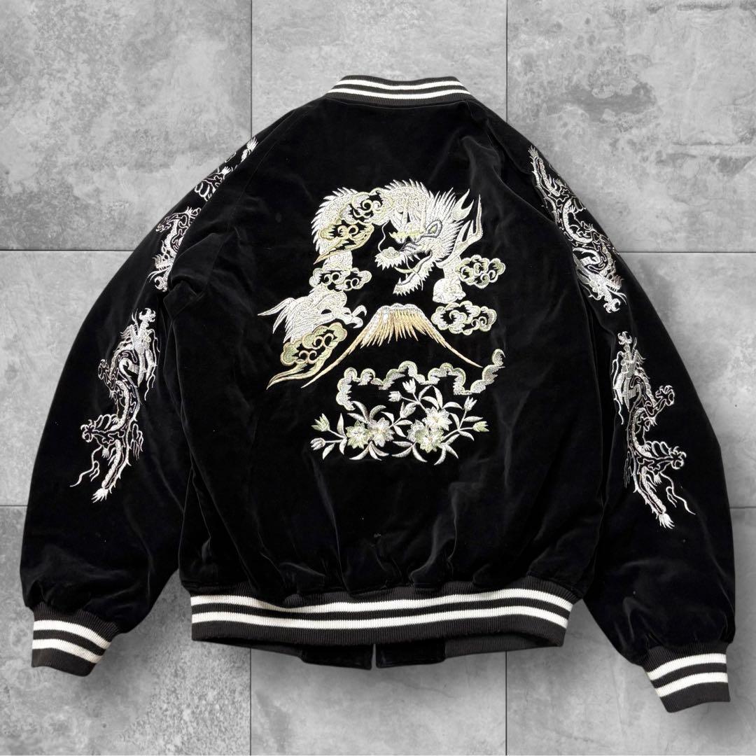 スカジャン 別珍 2XL 龍 富士山 刺繍 BTS SUGA 着用デザイン 黒 スカジャン 別珍 2XL 龍 富士山 刺繍 BTS SUGA 着用デザイン 黒 SUGA