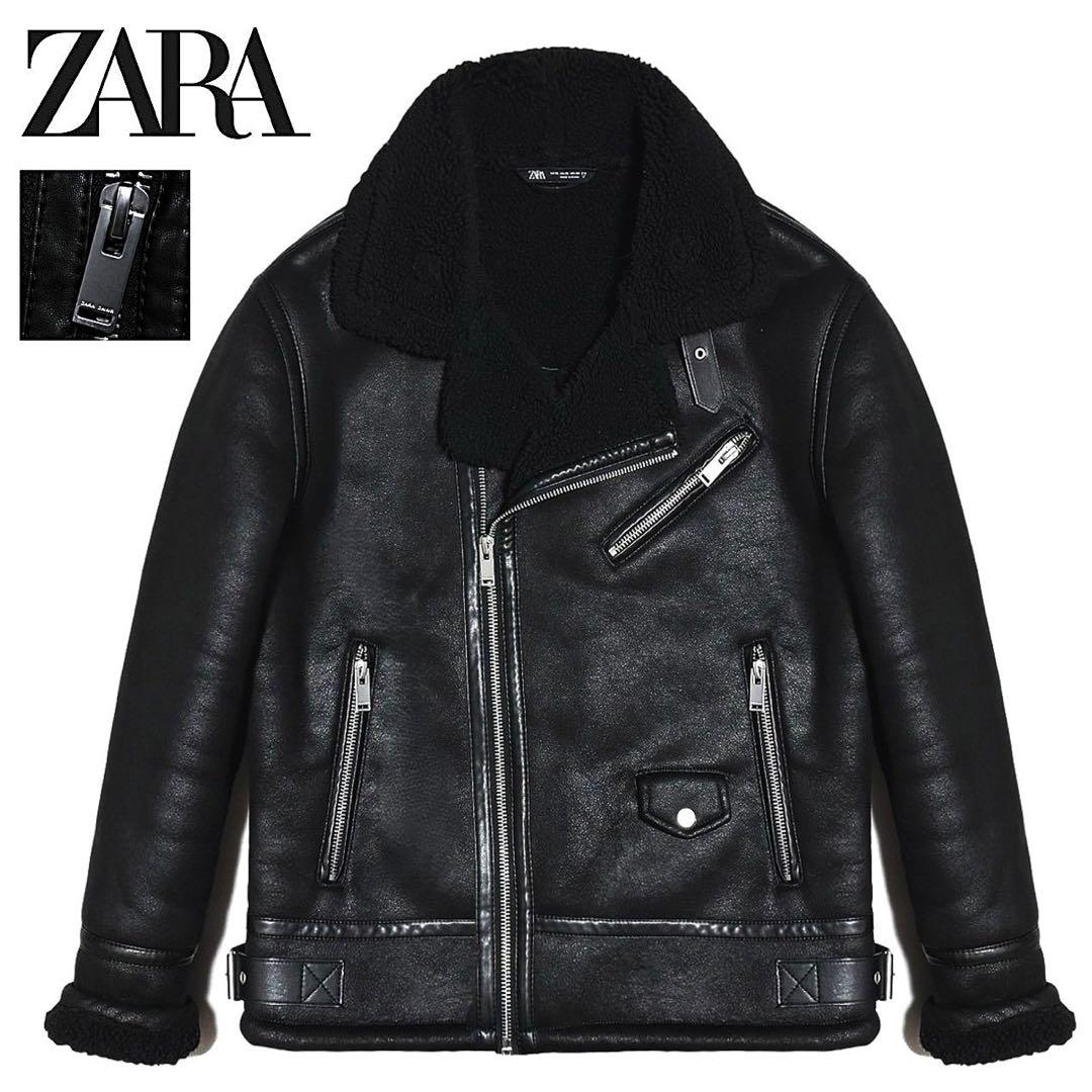 ザラ ムートン B-3 ライダース フライトジャケット XL フェイク