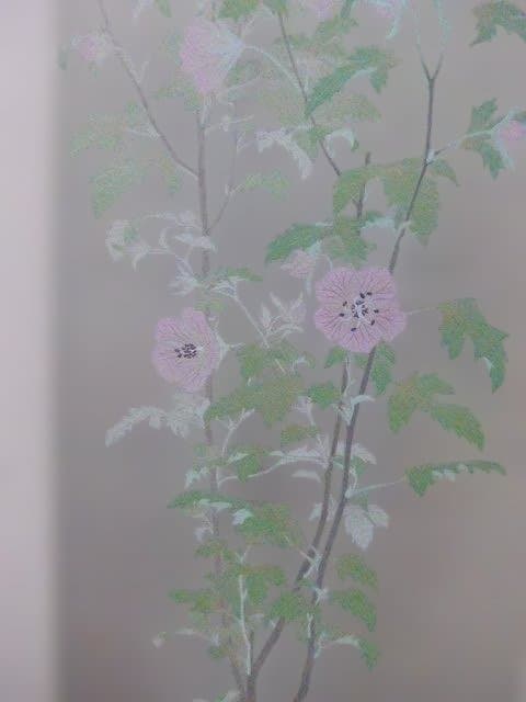 綺麗な日本画です。 繊細な花の絵 「アニソドンティア」木製額装　落款は「中川」