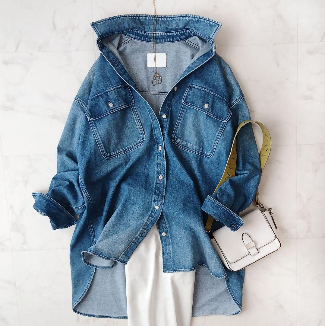 美品 ガリャルダガランテ 洗える デニムオーバーシャツ ジャケット ブルー系