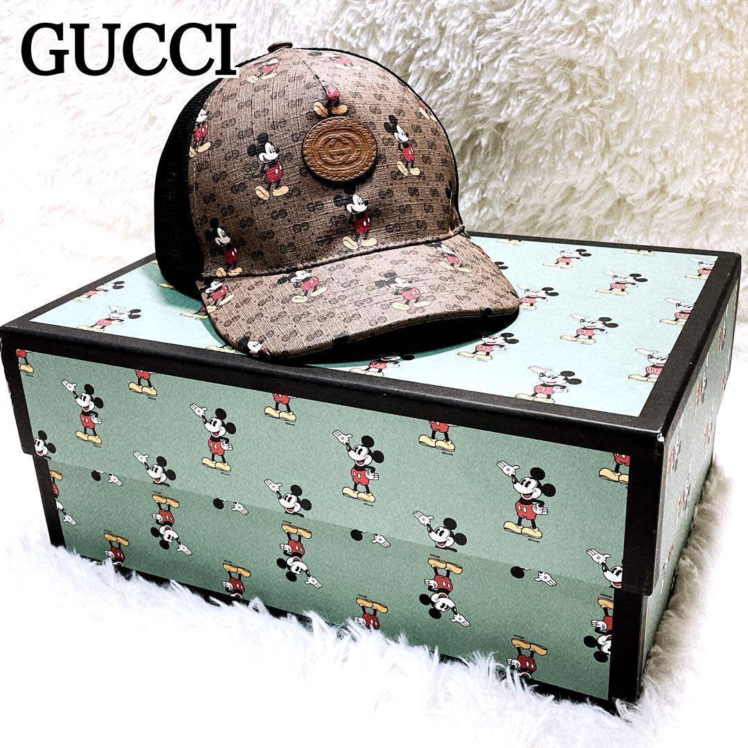 GUCCI グッチ　ミッキーマウスコラボ　GGスプリーム　キャップXL Gucci X DISNEY Mini Vintage GG Supreme Monogram Mickey Mouse