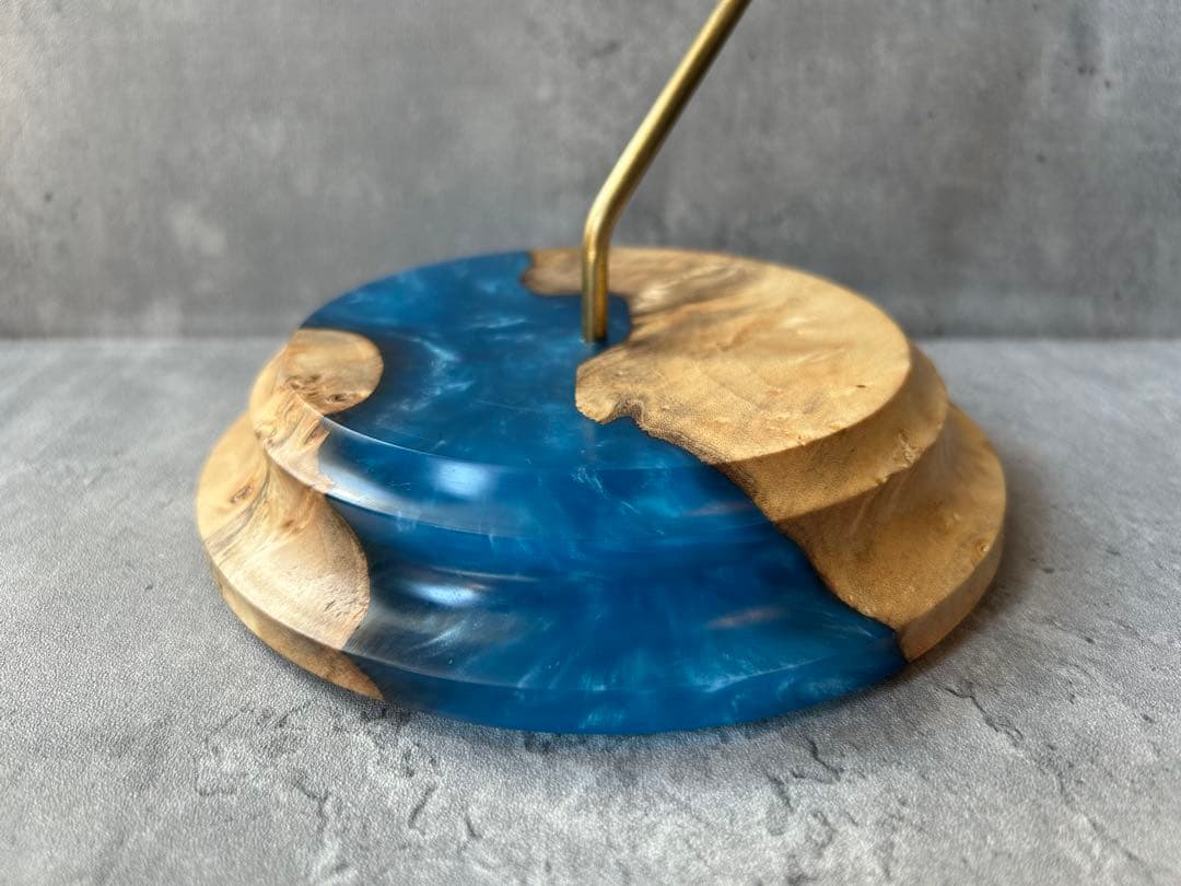 BASE WOOD DESIGN OD缶 ランタン 台座 花台 ポプラ×レジン⑦