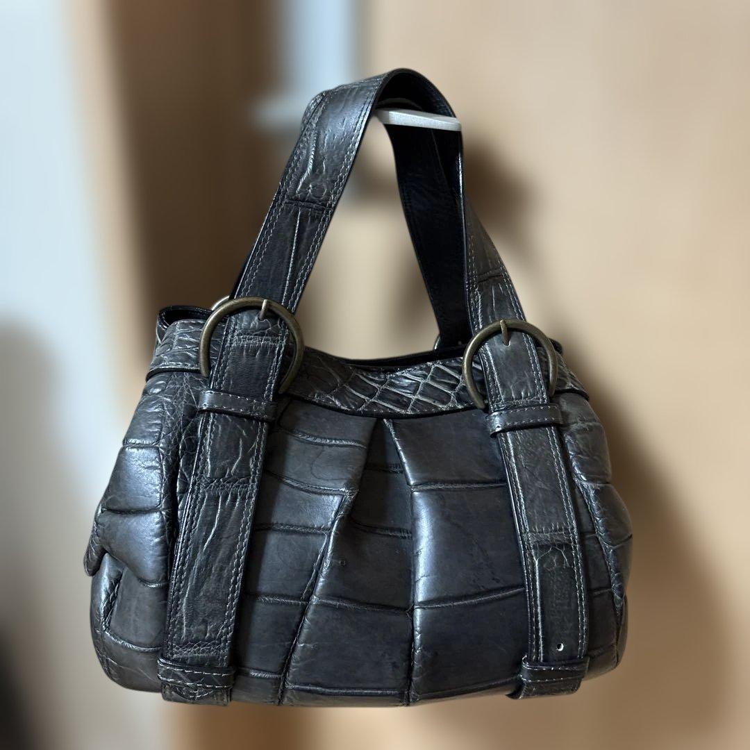 Takechi タケチ マットクロコ 本ワニ革 クロコダイルレザー ハンドバッグ