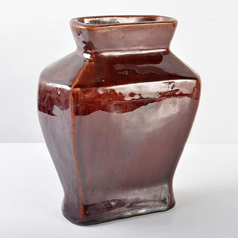 中国　紅釉　面取六角瓶　V　R5455B 朝鮮李朝 飴釉蓋付面取壺 P523｜骨董店 のびる 古美術 骨董 和風建具