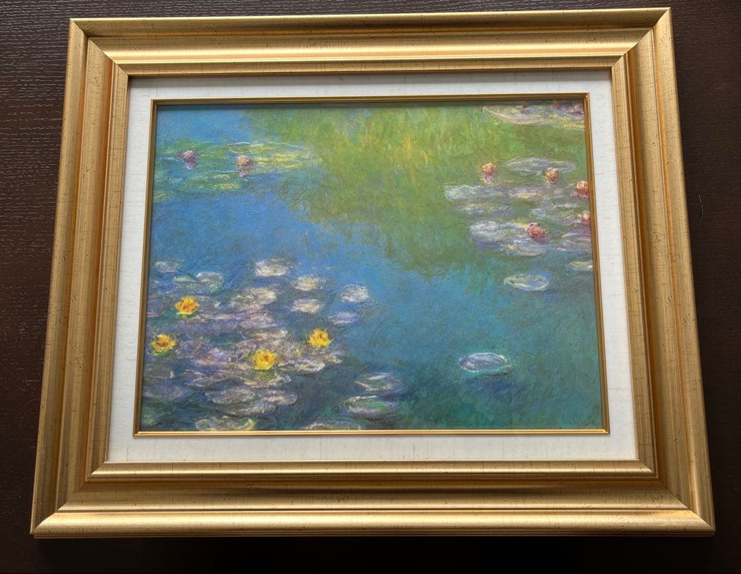 モネ　睡蓮(1908) 複製ポスター　額付　メディウム加工