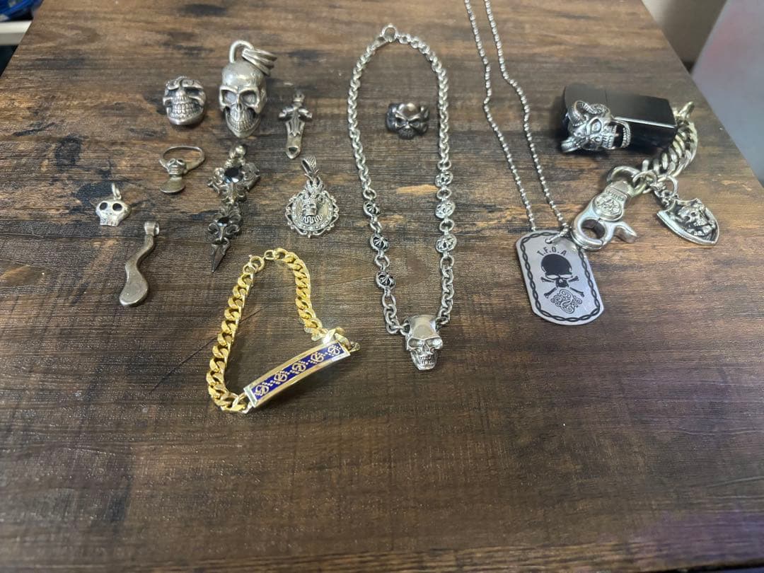 鬼*U様 スカルデザイン ネックレスとブレスレットと指輪とジッポセット