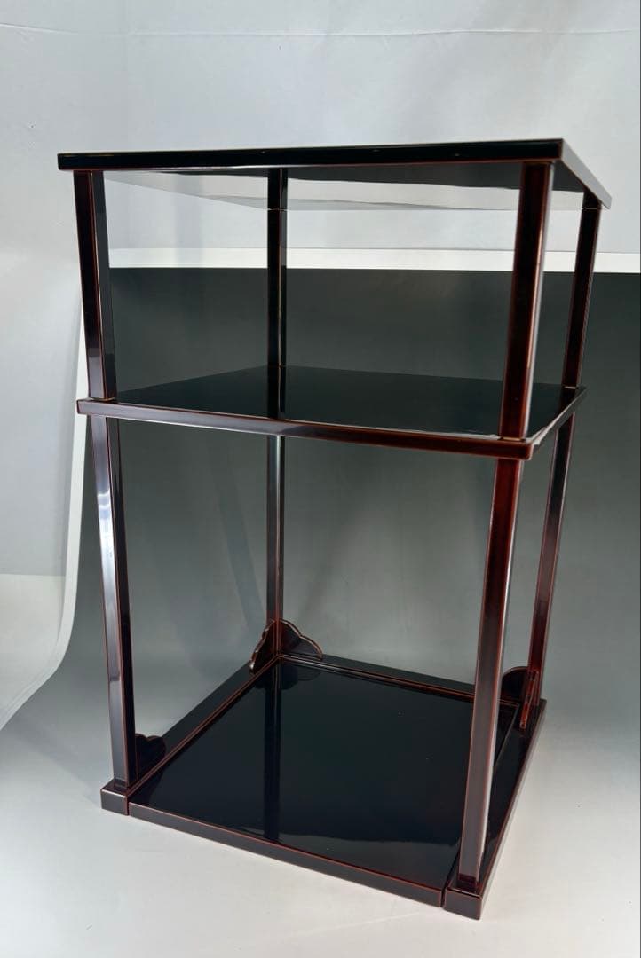 【茶道具】宗明造　溜塗　二重棚（共箱）　組立式 ★送料込★