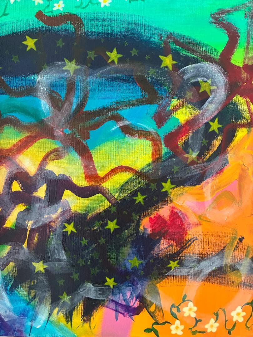 RENA F15サイズ 原画 絵 アート 抽象画 アクリル画 キャンバス 原画 アクリル画 キャンバスアート｜リシアンサスの絵｜15cm×15cm