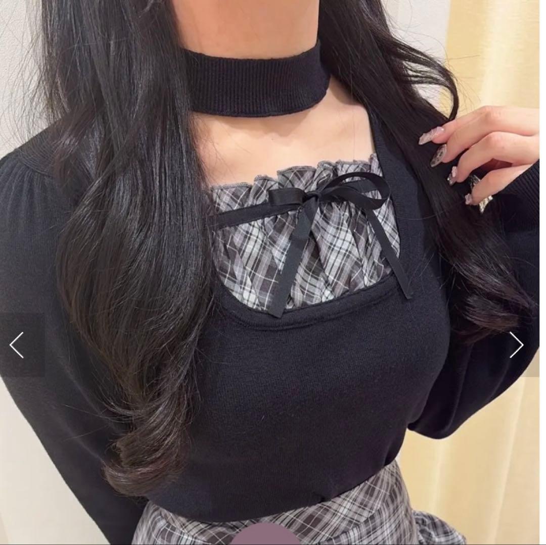 evelyn エブリン　チョーカードッキングニット　黒　ブラック