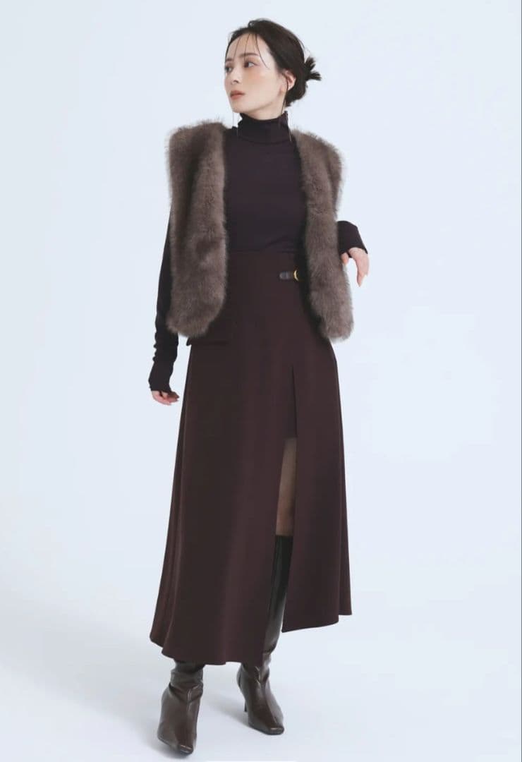 anuans アシンメトリーレイヤードスカート　バーガンディ