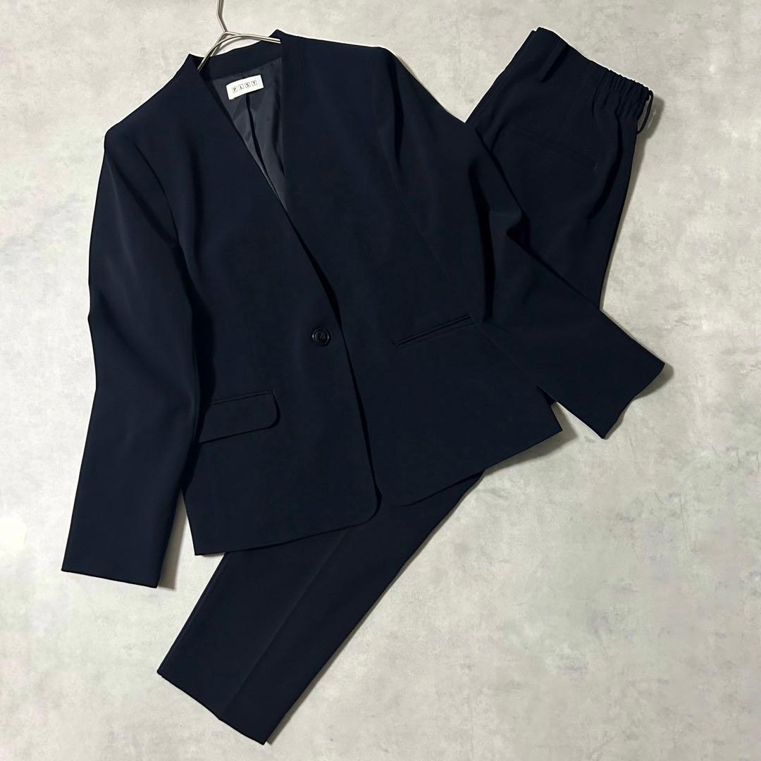美品✨PLST スーツ セットアップ ノーカラー パンツ 1B 洗える XL