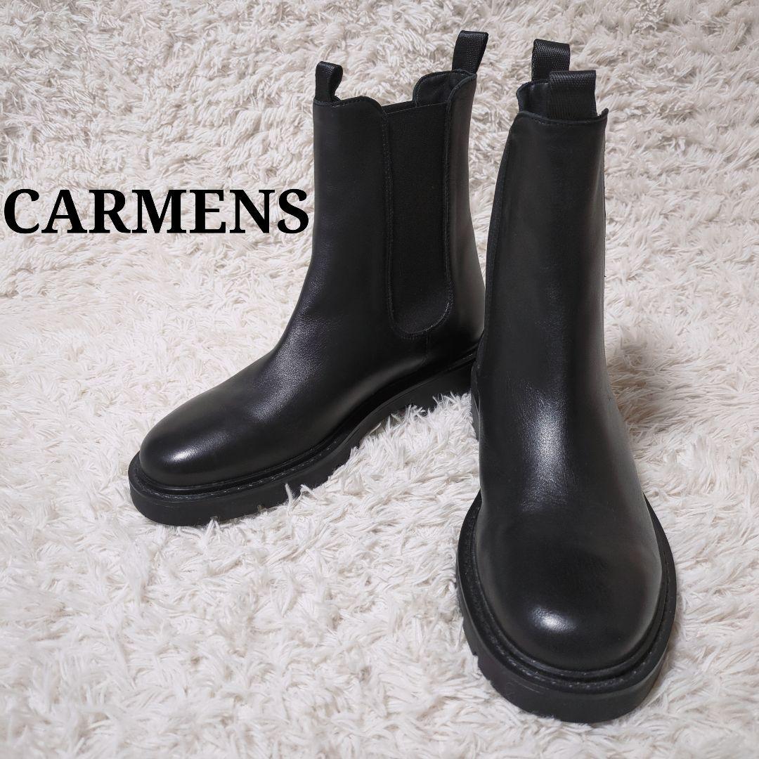 試着のみ！CARMENS　レザーサイドゴアブーツ　25cm　黒　イタリア製