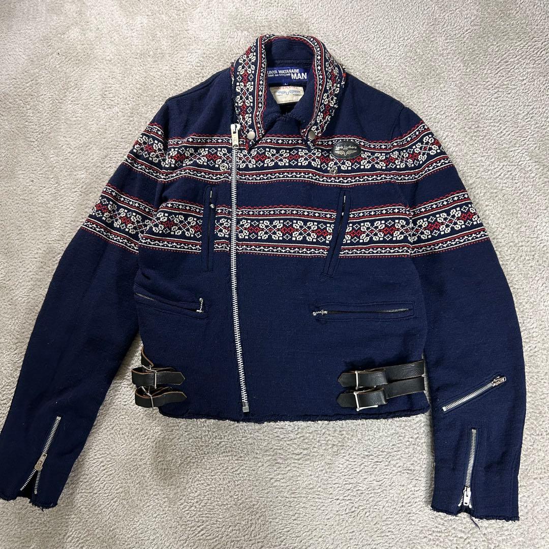 junya watanabe manルイスレザー　ニットライダース　セットアップ