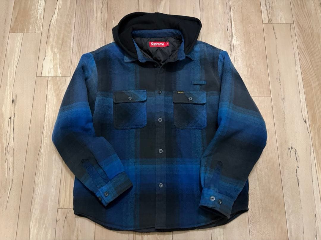 Supreme Quilted Lined Hooded Shirt Mサイズ