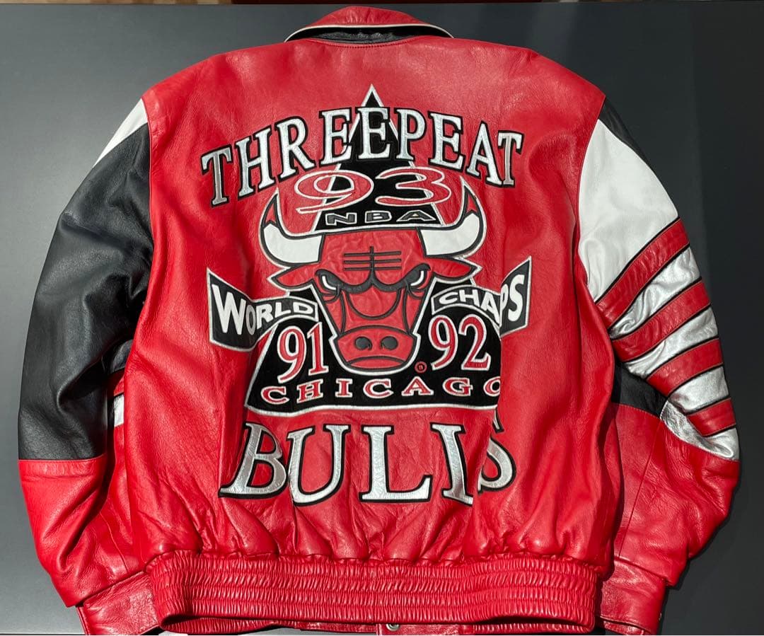 ジェフハミルトン シカゴブルズ 3連覇記念レザージャケット 革ジャン USA製