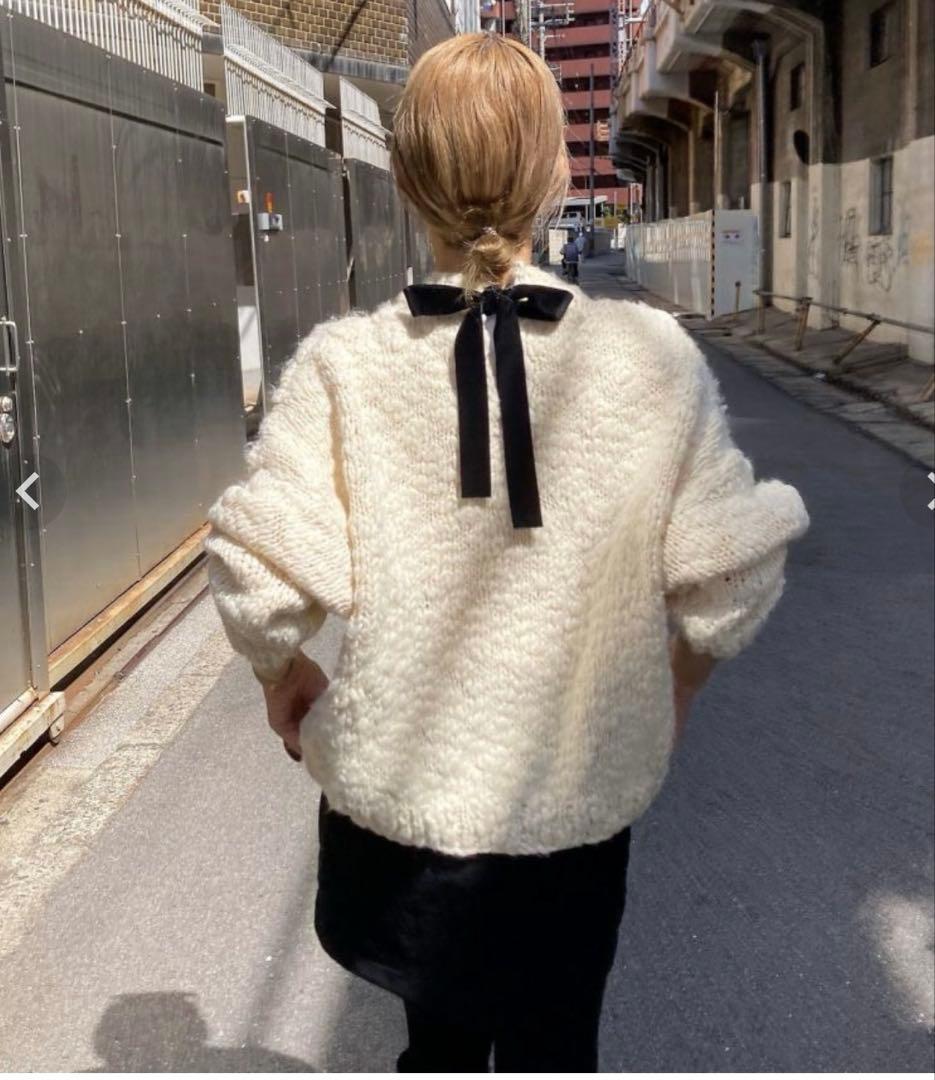 ISOOK スラブヤーンリボンデザインハンドニット