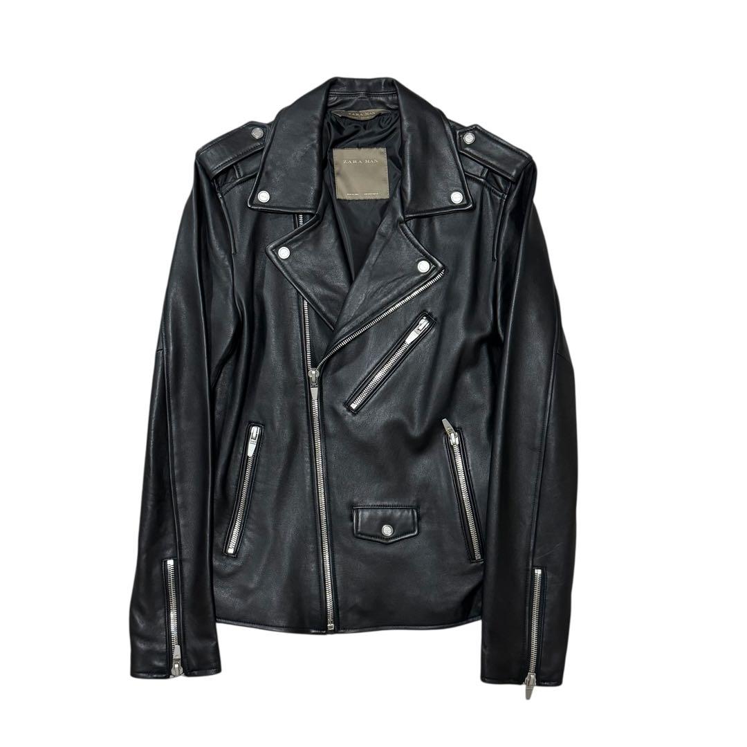 ZARA ザラ ダブル ライダースジャケット レザー ブルゾン メンズ ZARA（ザラ） フェイクレザー ダブルライダースジャケット メンズ JPN