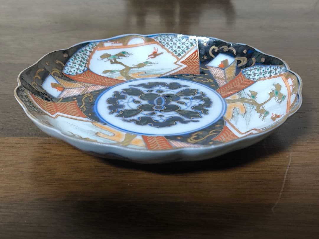 古伊万里 鶴松絵柄金彩6寸輪花皿 2枚 骨董 - メルカリ