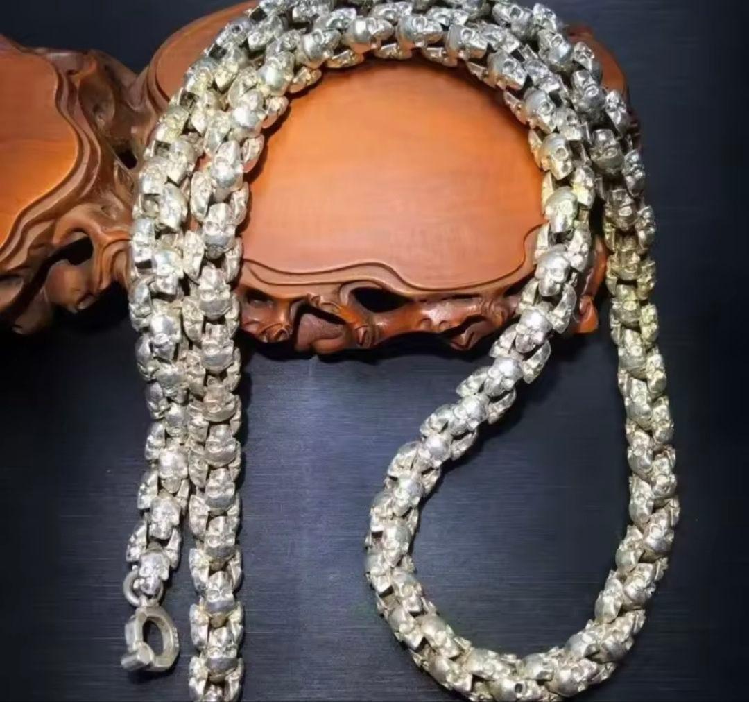 【在庫限り】メンズレトロ銀 S925ネックレス シルバースカル