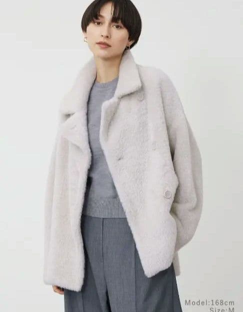 【美品】PLST フェザーヤーンニットコート　03　グレー　S PLST(プラステ)公式 | フェザーヤーンニットコート